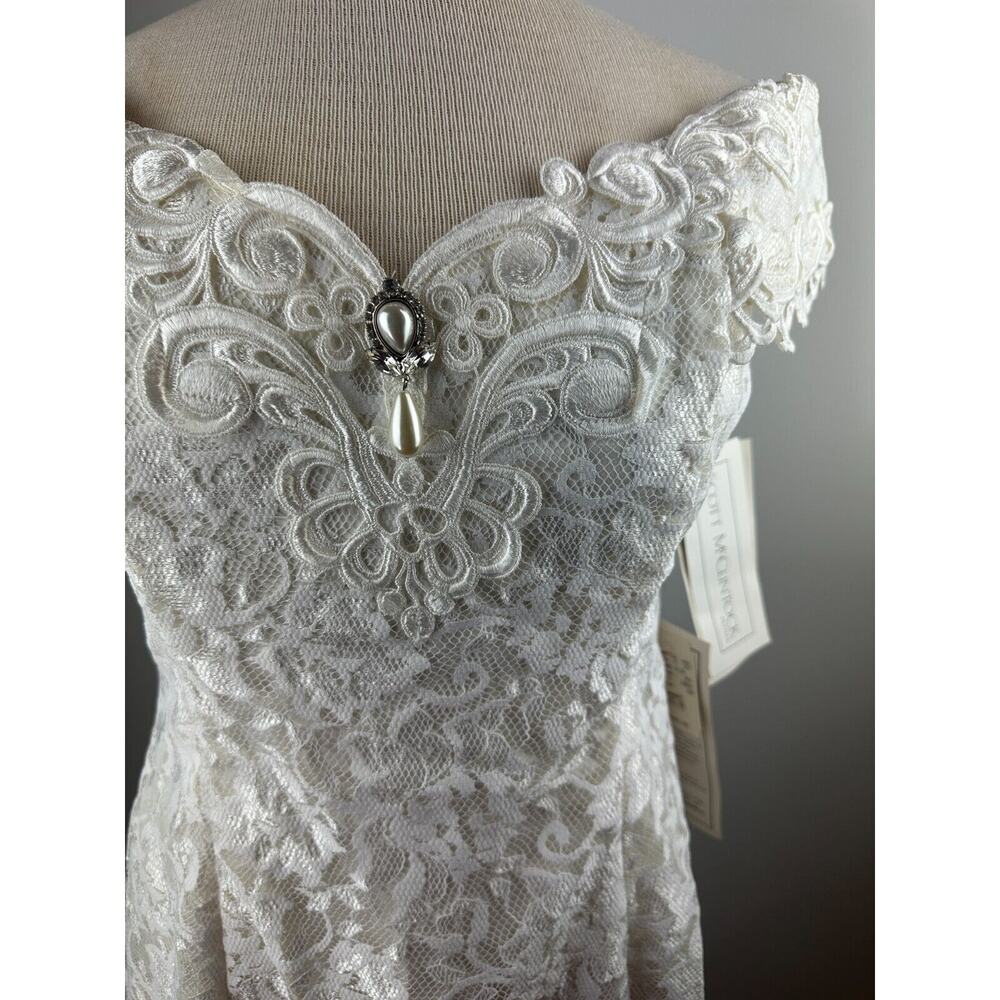 NWT Vintage Scott McClintock Lace Off The Shoulder Bridal Wedding Dress Size 12 - Picture 5 of 16